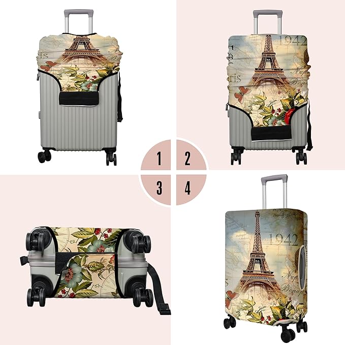Travel Luggage Cover Suitcase Protector Fits 18-32 Inch Wheel Covers PatternedTravel Related Items Flower Luggage Protector Elastic M