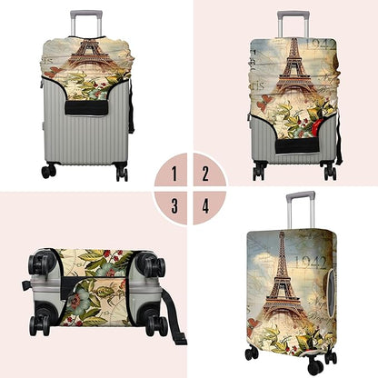 Travel Luggage Cover Suitcase Protector Fits 18-32 Inch Wheel Covers PatternedTravel Related Items Flower Luggage Protector Elastic M