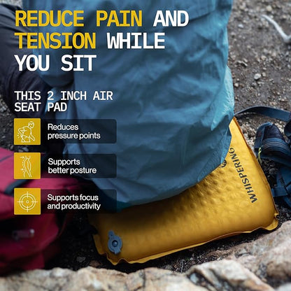 Whispering Winds Inflatable Seat Cushion - Comfortable Blow-up Foam Pad for Airplane, Travel, Stadium, Outdoors, Camping, Car & More