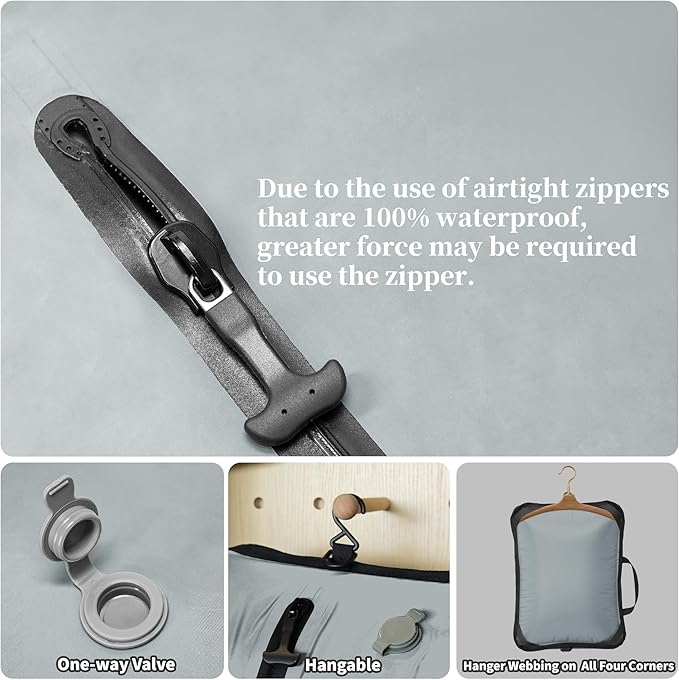 Vacuum Bags for Travel, Professional IP67 Reusable Vacuum Compression Bags for Travel Suitcases and Backpack, Durable Space Saver Bag (1 PACK, No Pump)