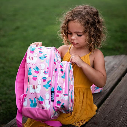 Wildkin 12-inch Kids Backpack – Padded, Adjustable, Ideal for Daycare & Travel - Llamas and Cactus