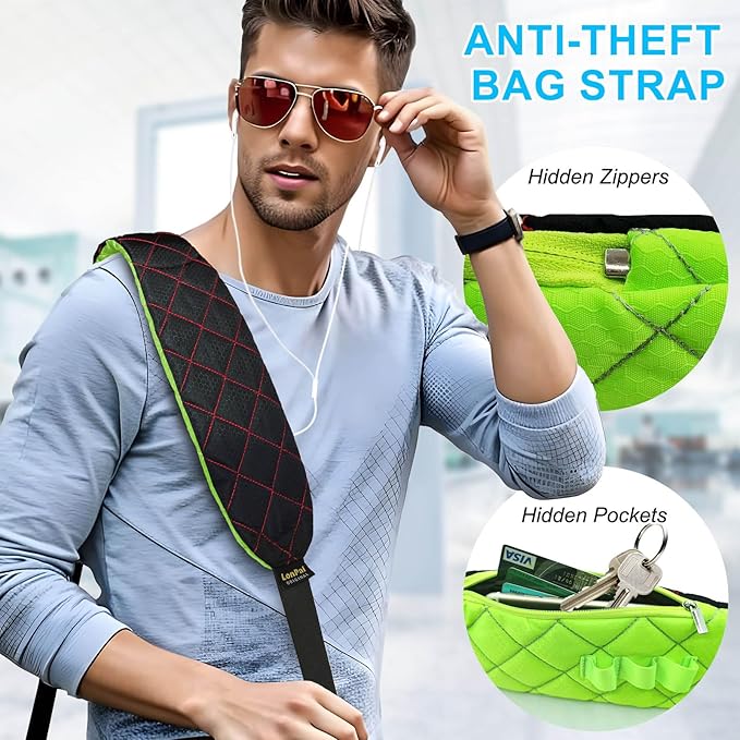 2 in 1 Anti-theft Bag Shoulder Strap with Pockets, 54 inch Travel Belt Ultra-Wide and Thick, Comfort and Stylish