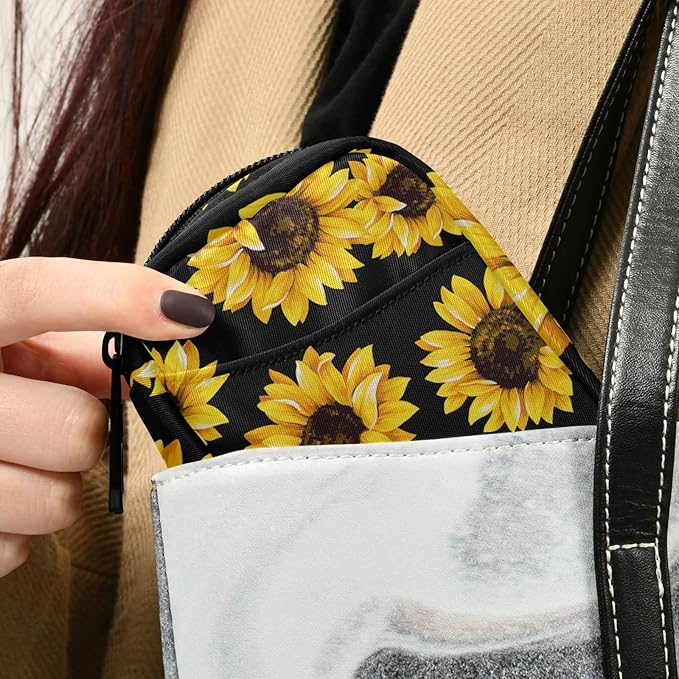 Black Sunflower Travel Pill Organizer Weekly Small (Cute) Pill Box 7 Day Pill Case Vitamin Holder Pill Bottle Organizer
