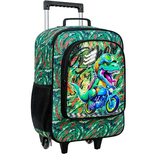 UFNDC Kids Luggage for Boys, Dinosuar Rolling Suicase with Wheels，Travel Carry on for Children Toddler Elementary