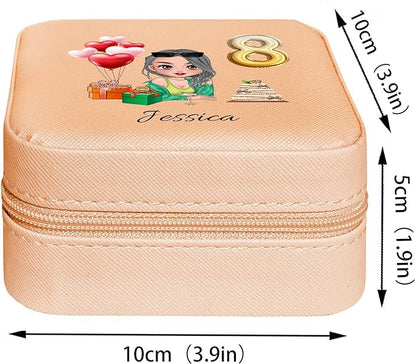 ODB Personalized Portable Travel Jewelry Box, Travel Essentials for Women, Mini Travel Jewelry Organizer, Customized Small Travel Jewelry Case With Initials, Gift for Girls, Teen, Woman (Birthday)