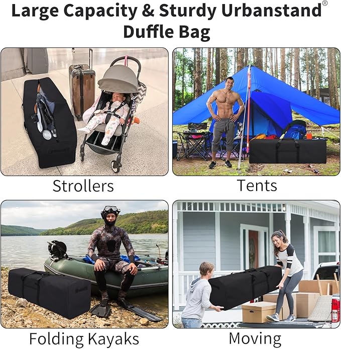 Urbanstand 48 Inch Travel Duffle Bag Extra Large Sport Equipment Duffel Bags with 2-way Lockable Zippers (Black 48inch 2Pack)