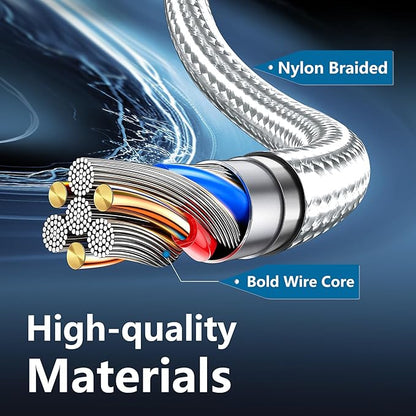 cugunu USB C to USB C Charger Cable, 5 Pack [3/3/6/6/10ft] Type C Fast Charging Cord High Data & Transfer Wire Compatible for iPhone 16/15/Pro/Plus/Pro Max iPad Pro Air 5 Samsung Galaxy(Silver)