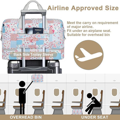 IBFUN Weekender Bags for Women, Travel Duffle Bag with Shoe Compartment Carry on Weekender Overnight Duffel for Weekend Travel Business Trip 3PCS