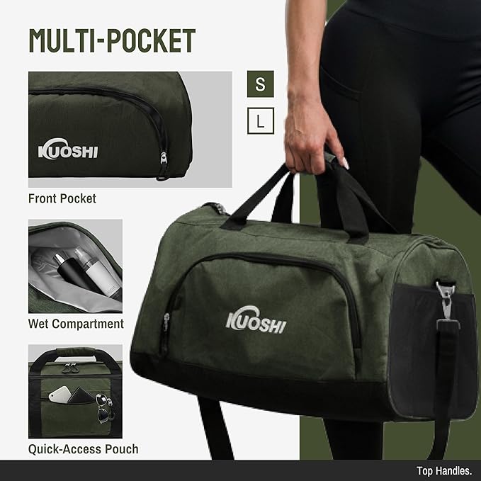 Gym Bag for Men & Women with Shoe Compartment & Wet Pocket, 31L Water Resistant Sports Duffle Bag with Quick-Access Pouch,Multi-Purpose Weekender Overnight Bag