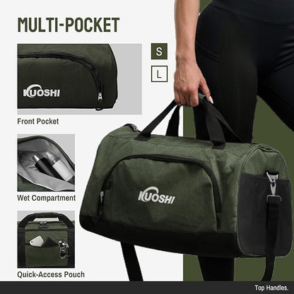 Gym Bag for Men & Women with Shoe Compartment & Wet Pocket, 31L Water Resistant Sports Duffle Bag with Quick-Access Pouch,Multi-Purpose Weekender Overnight Bag