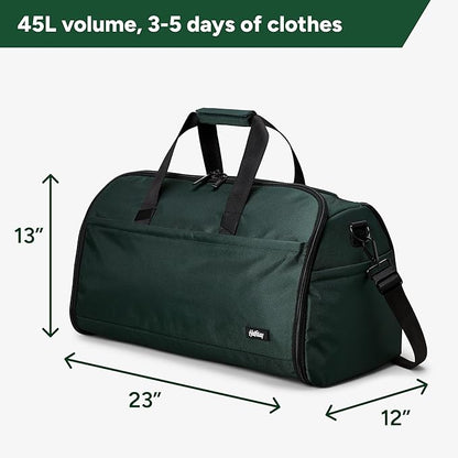 Halfday Convertible 2-in-1 Premium Garment Duffel Weekender Bag 45L | Wrinkle-Free Travel, Hanging Suit Compartment, Shoe Pockets, Trolley Sleeve. Balistic Nylon Carry-On, Palm