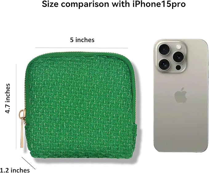 Small Travel Jewelry Case, Soft Tweed Organizer Pouch for Bangle, Bracelets, large Earrings, Beaded necklace, Anti-Scratch & Portable Jewelry Bag Holder for Travel & Everyday Use (Emerald Green)