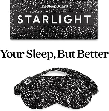 TheSleepGuard Pure Silk Sleep Mask [100% 6A Mulberry Silk, 22 Momme] Light Blocking Travel Essentials. Eye Masks for Sleeping. Black Oeko-Tex Blindfold. Eye Covers for Men & Women