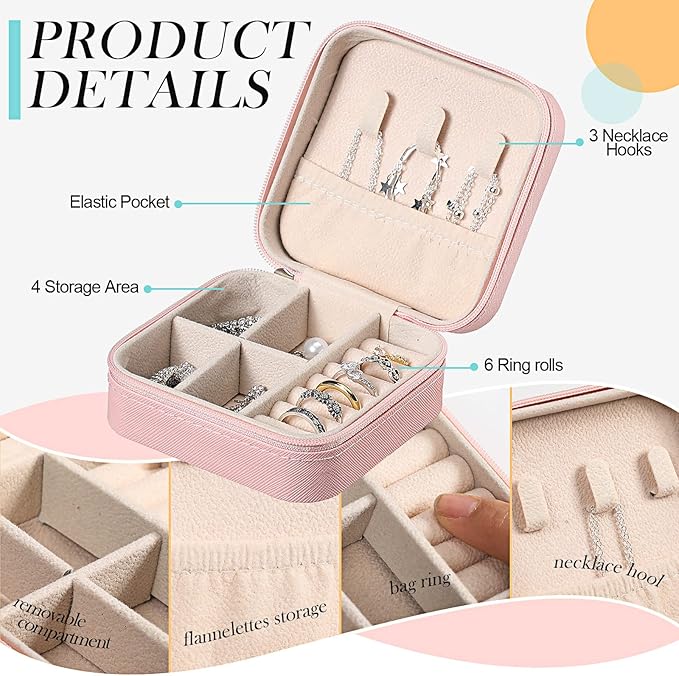 Batiyeer 50 Pcs Small Jewelry Travel Case Bulk Mini Jewelry Box Wedding Bridesmaid Proposal Return Gift for Pooja(White Pink Green)