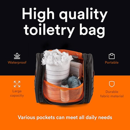 Fitdom Tactical Hanging Toiletry Bag Dopp Kit For Men & Women. Perfect For Travel & Storage for Cosmetic, Clipper, Toothbrush, Shower, Shaving & Grooming Care. Best Overnight Toiletries Organizer Case