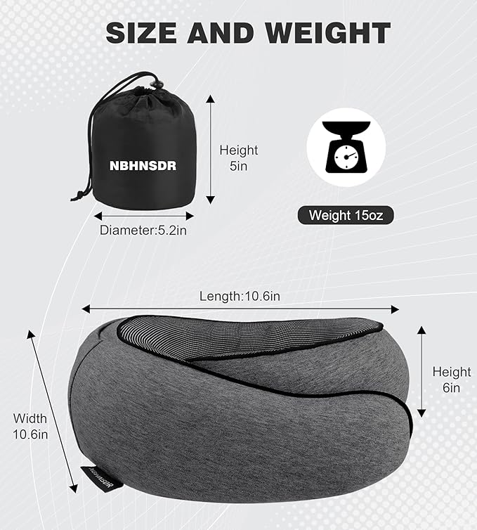 Travel Neck Pillow, Newly Upgraded Hooded Neck Pillow , 100% Pure Memory Foam Travel Pillow for Flight Headrest Sleep,Windproof and heat preservation,Suitable for use in Outdoor/ Plane/Car/Office