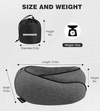 Travel Neck Pillow, Newly Upgraded Hooded Neck Pillow , 100% Pure Memory Foam Travel Pillow for Flight Headrest Sleep,Windproof and heat preservation,Suitable for use in Outdoor/ Plane/Car/Office