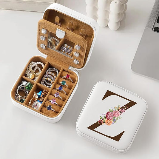 Parima Christmas Stocking Stuffers Gifts Employee Gifts for Women - Employee Appreciation Gifts, Employee Gifts, Thank You Gifts for Employee, White Initial Jewelry Case Jewelry Box - Letter Z, White