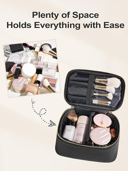 Cosmetic Bag,ROWNYEON Makeup Bag,Portable Makeup Train Case,Travel Toiletry Bag Case Organizer for Women,Black