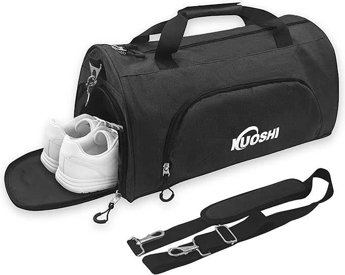 Gym Bag for Men & Women with Shoe Compartment & Wet Pocket, 31L Water Resistant Sports Duffle Bag with Quick-Access Pouch,Multi-Purpose Weekender Overnight Bag