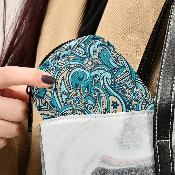 Fustylead Beautiful Vintage Paisley Pill Organizer Travel Portable Zipper Cloth Bag for Holding Weekly Supplements Vitamins and Fish Oils