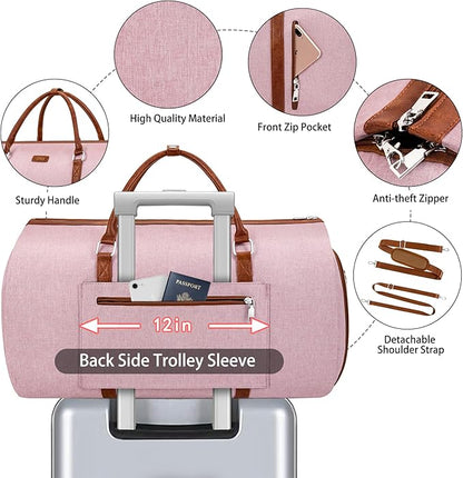 Convertible 2-in-1 Garment Bags for Travel, Carry On Garment Duffle Bag With Shoe Compartment Large Weekender Bag for Women Men Hanging Suitcase Suit Travel Duffel Overnight Bags 4pcs Set