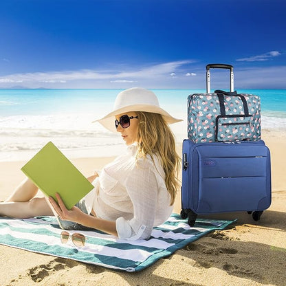 F.FETIVIN Weekender Bag Carry On Travel Duffle Medium Overnight Bag for Women(BLUE)