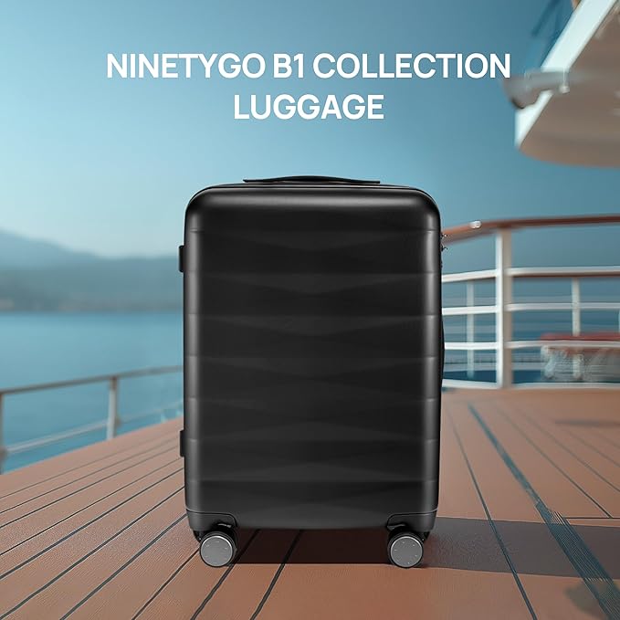 NINETYGO Carry On Luggage 22x14x9 Airline Approved, Small Suitcase with Smooth Double Spinner Wheels, Hard Shell PC Luggage Carry-On, Lightweight Travel Luggage, TSA Approved (Black, B1)