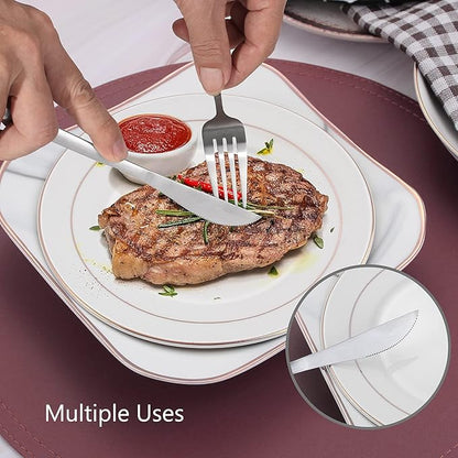 Matte Silverware Set, VANVRO 60-Piece Stainless Steel Flatware Set, Satin Finish tableware Cutlery Set, Service for 12, Home and Restaurant, Dishwasher Safe