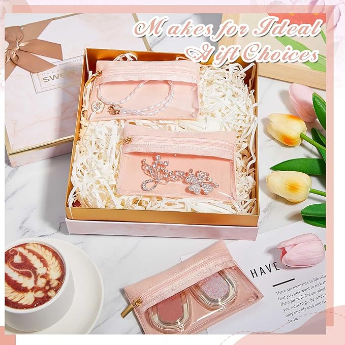 Uiifan Travel Jewelry Organizer Flannel Jewelry Bags Portable Jewelry Pouch with Zipper Pockets for Women Girl Gift