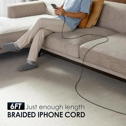 iPhone Charger 3 Pack 6 Ft [Apple MFi Certified] USB to Lightning Cable Fast Charging Cord Compatible with iPhone14/13/12/11 Pro Max/Pro/XS Max/XS/XR/X/8 Plus/8/7/iPad/iPod/AirPods, Black