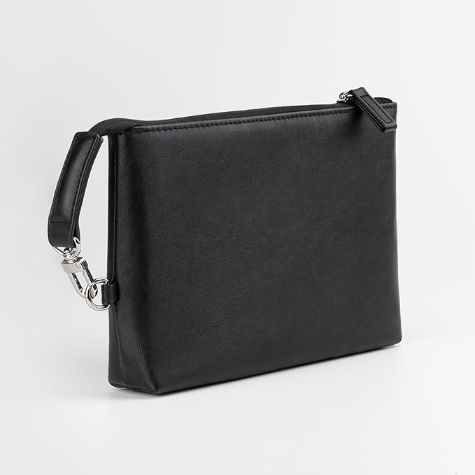 Comfyable Electronic Organizer Travel Case, Cord Storage Bag for Tech Accessories, Water-resistant Cable Organizer, Premium Leather Pouch for Charger, Phone, Cable, Mouse, Power Bank, Black