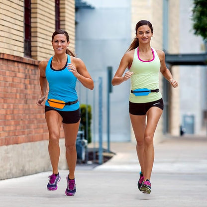 SPIbelt Running Belt for Women Men, Phone Holder for Running, Running Fanny Pack, Holder for Phone, Running Waist Pack, Adjustable Waist, [Fits All Phones]. Black with Blue Zipper