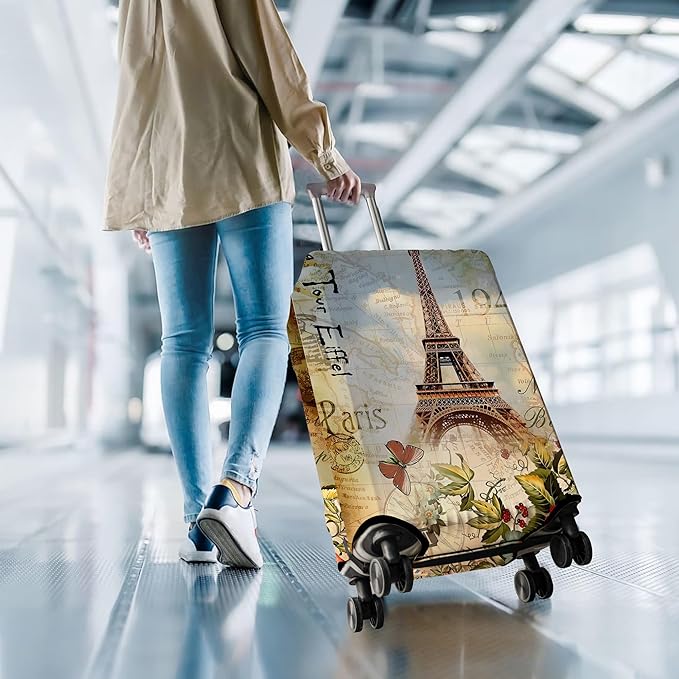 Travel Luggage Cover Suitcase Protector Fits 18-32 Inch Wheel Covers PatternedTravel Related Items Flower Luggage Protector Elastic L