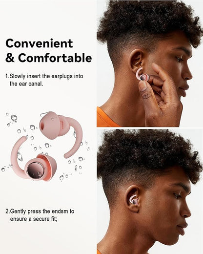Ear Plugs for Sleeping - Noise Reduction Soft Silicone Earplugs, 2 Pairs Reusable Hearing Protection Earplugs for Noise Sensitivity, Sleep,Snore,Travel,Sound Reduction Noise Cancelling - Dusty Pink