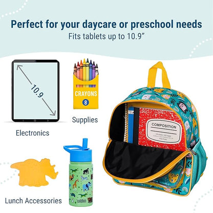 Wildkin 12-inch Kids Backpack – Padded, Adjustable, Ideal for Daycare & Travel - Party Animals
