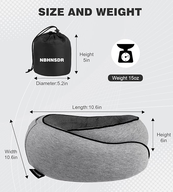 Travel Neck Pillow, Newly Upgraded Hooded Neck Pillow , 100% Pure Memory Foam Travel Pillow for Flight Headrest Sleep,Windproof and heat preservation,Suitable for use in Outdoor/Plane/Car/Office