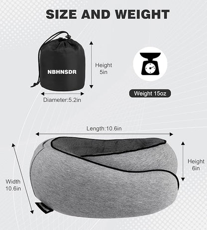 Travel Neck Pillow, Newly Upgraded Hooded Neck Pillow , 100% Pure Memory Foam Travel Pillow for Flight Headrest Sleep,Windproof and heat preservation,Suitable for use in Outdoor/Plane/Car/Office