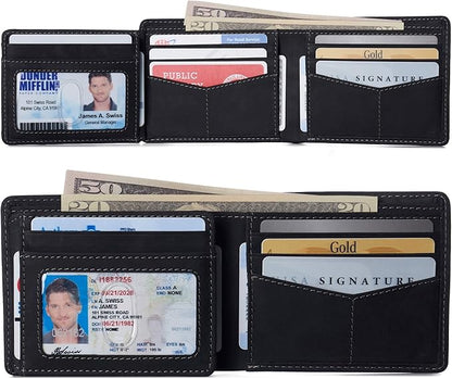 Alpine Swiss Mens Wallet for Men | RFID Protected Leather Mens Wallet | Spencer Bifold with Divided Bill Section | Gift Box | 2 ID Windows | 14 Card & Storage Pockets for Organization