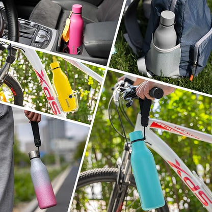 BJPKPK Insulated Water Bottles, 25 oz Stainless Steel Metal Water Bottle with Strap, BPA Free Leak Proof Jugs, Mugs, Flasks, Reusable Thermal Flasks for Sports & Travel, Elegant Green