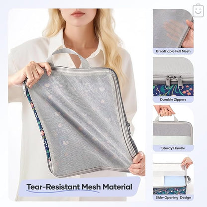 Veken 11 Set Compression Packing Cubes for Travel Essentials,Compressible Expandable Large Luggage Suitcase Organizer Bags for Clothing,Durable Space Saver Storage Bags(Dark Blue Floral)