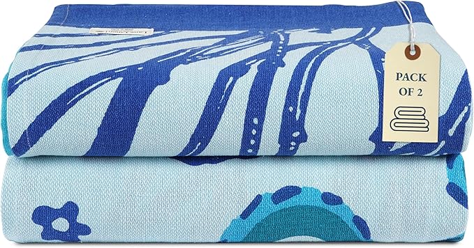 LANE LINEN Beach Towels for Women, 2 Pack Oversized, Pre-Washed, No-Shrink, Sand-Free, Quick Dry, Lightweight Travel Beach Towels for Pool & Shore, Soft and Absorbent – 39"x71", Sky Blue