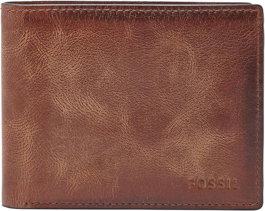 Fossil Men's Derrick RFID-Blocking Leather Bifold Wallet with Flip ID Window for Men