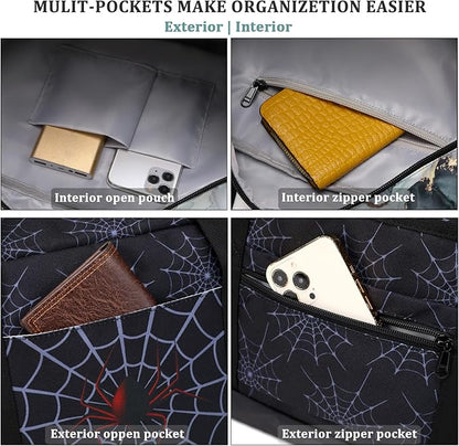 JIANYA Kids Overnight Duffle Bag Spider Sports Gym Bag with Shoe Compartment & Wet Pocket, Carry On Weekender Travel Bag, Black