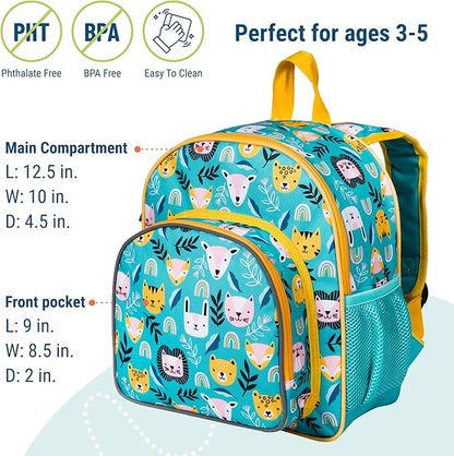 Wildkin 12-inch Kids Backpack – Padded, Adjustable, Ideal for Daycare & Travel - Party Animals