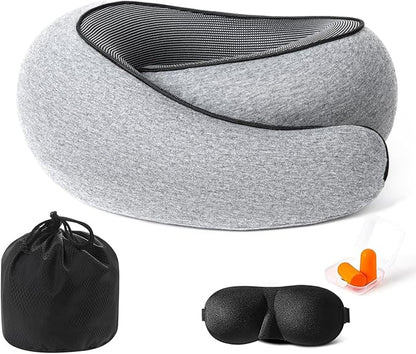 Neck Travel Pillow Upgraded Travel Neck Pillow for Airplane Memory Foam Travel Pillow for Airplanes Offices and Cars Headrest Sleep, Portable Plane Accessories