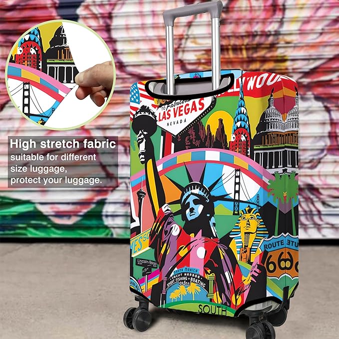 Travel Luggage Cover Suitcase Protector Fits 18-32 Inch Wheel Covers PatternedTravel Related Items Flower Luggage Protector Elastic S