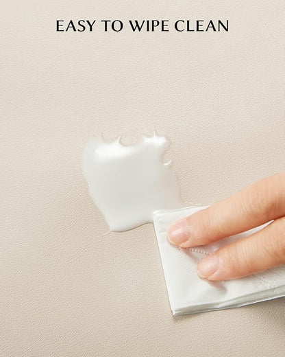 EACHY Toiletry Bag with Hanging Hook, Travel Makeup Bag PU Leather Cosmetic Bags for Women Make Up Organizer with 4 Compartments Waterproof Full-Size Portable Travel Essentials (White，Pro)