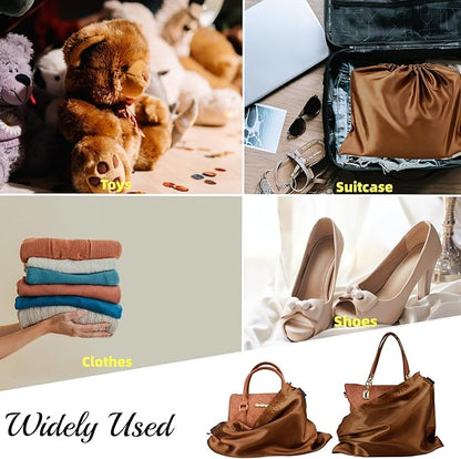 12 Pack Dust Bags for Handbags, Silk Cloth Bag With Drawstring Large Travel Storage Pouch for Handbag Purse Shoes Boots