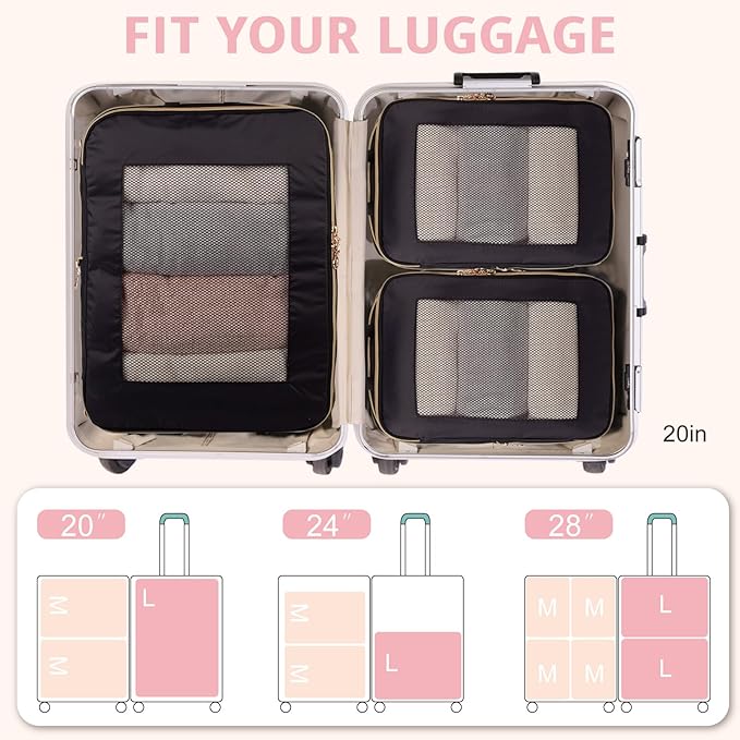 Expandable Double-Sided Compression Packing Cube，3 Set Lightweight Double Deck Organizer Bag Carry on Luggage Backpack Suitcases，Women Travel Accessories for Separate Clean and Dirty Clothes